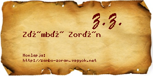 Zámbó Zorán névjegykártya